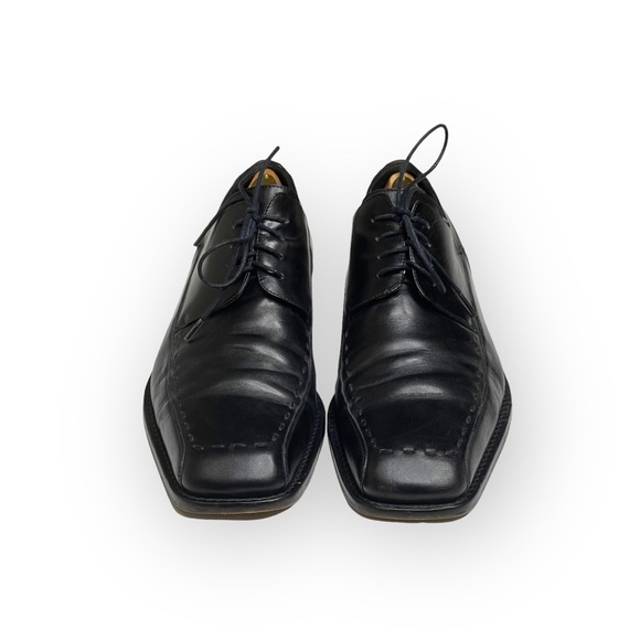 Luxe: Mezlan ♔ Square Toe Stitched Lace Up Dress Shoes ♔ Black Leather ♔ 11.5 ♔ - Picture 7 of 16